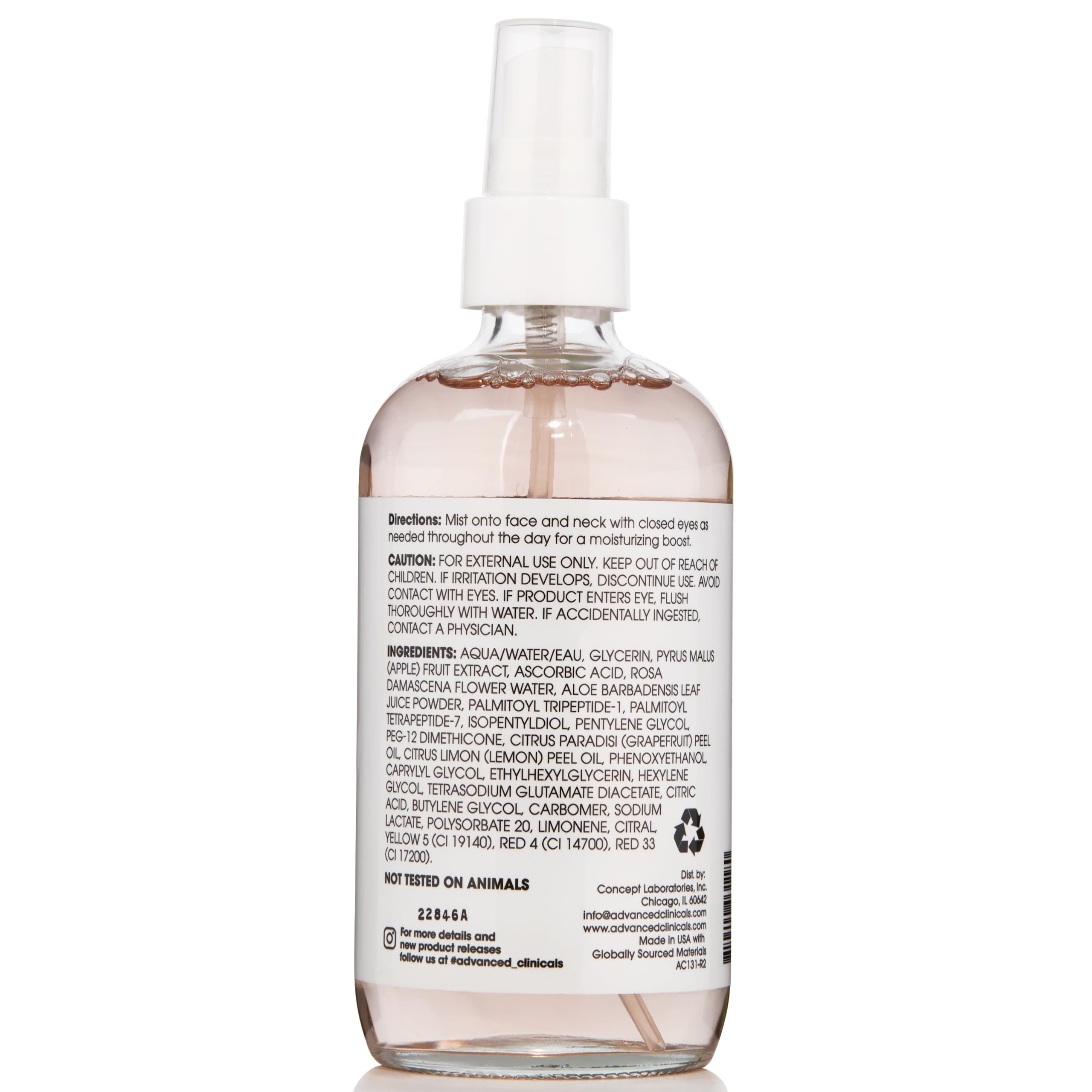 Advanced Clinicals Vitamin C Toner with Ferulic Acid & Rosewater – Antioxidant Facial Mist