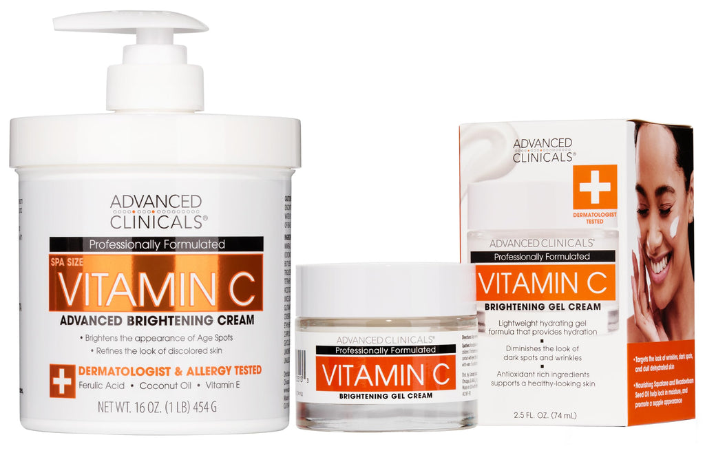 Advanced Clinicals Vitamin C 2pc Set: Brightening Body Cream & Face Gel Cream