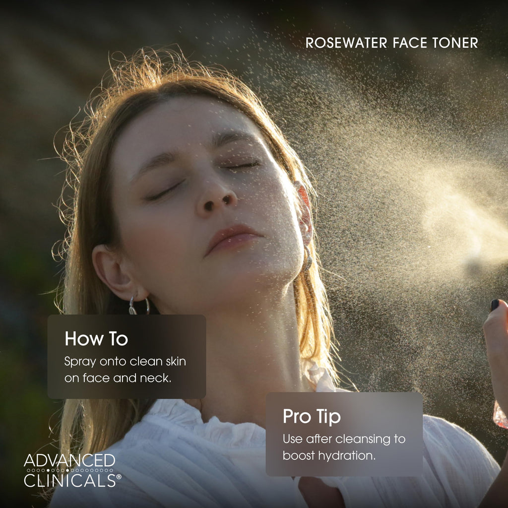 Advanced Clinicals Collagen + Rosewater Face Mist Toner – Alcohol-Free & Hydrating