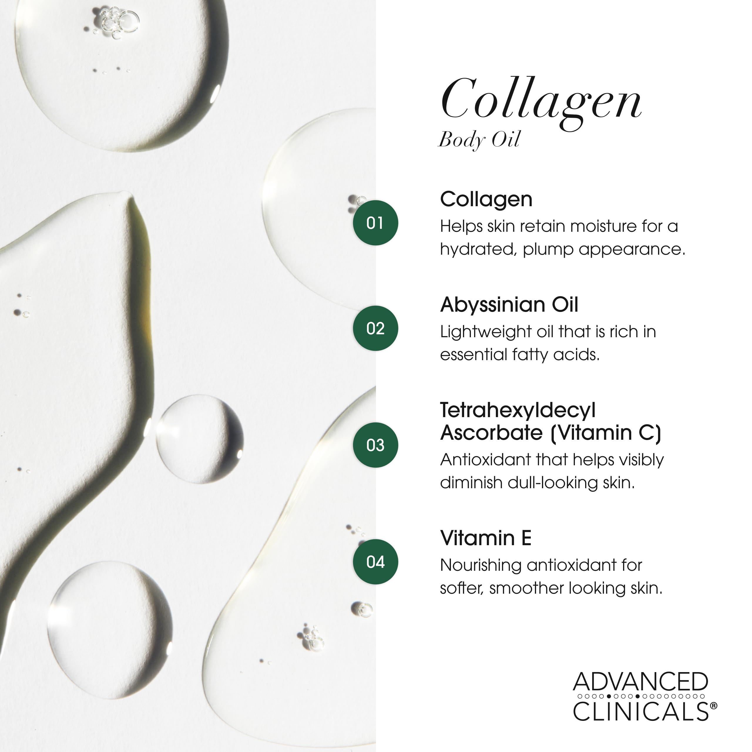 Advanced Clinicals Hydrating Collagen Oil – Body & Shower Moisturizer (12 oz)