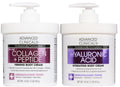 Advanced Clinicals Collagen Peptide Body Lotion and Hyaluronic Acid Moisturizer - 2pc Skincare Set