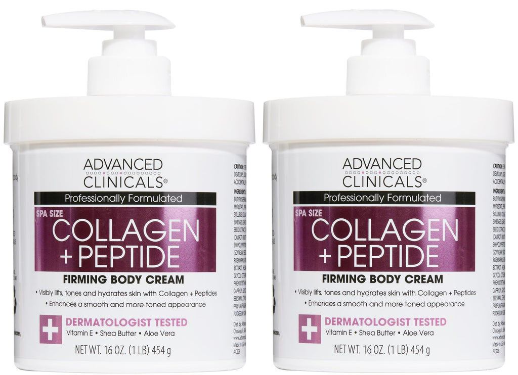 Advanced Clinicals Collagen Peptides Body Lotion & Face Moisturizer – 2-Pack