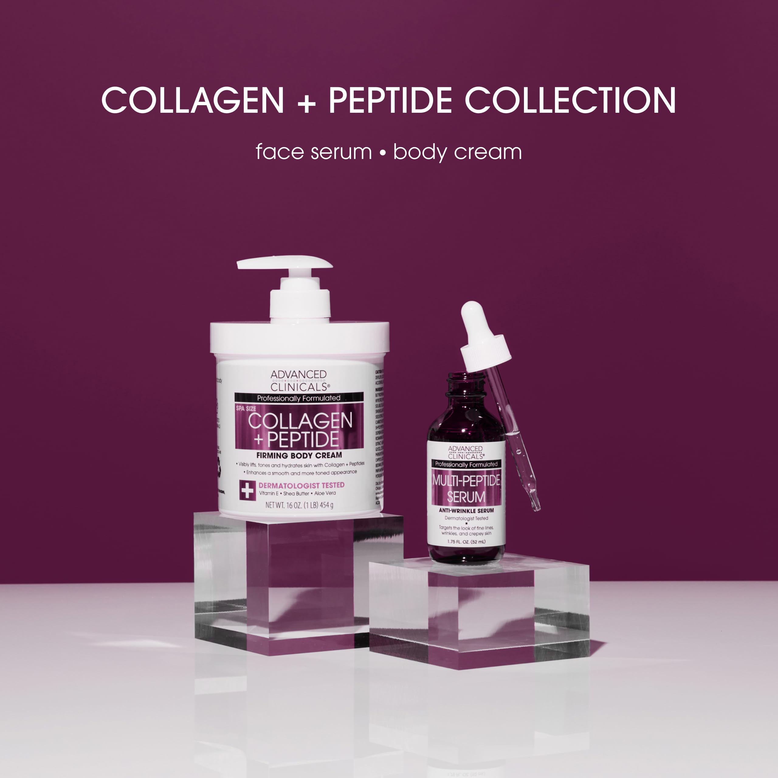 Advanced Clinicals Collagen Peptides Body Lotion & Face Moisturizer – 2-Pack