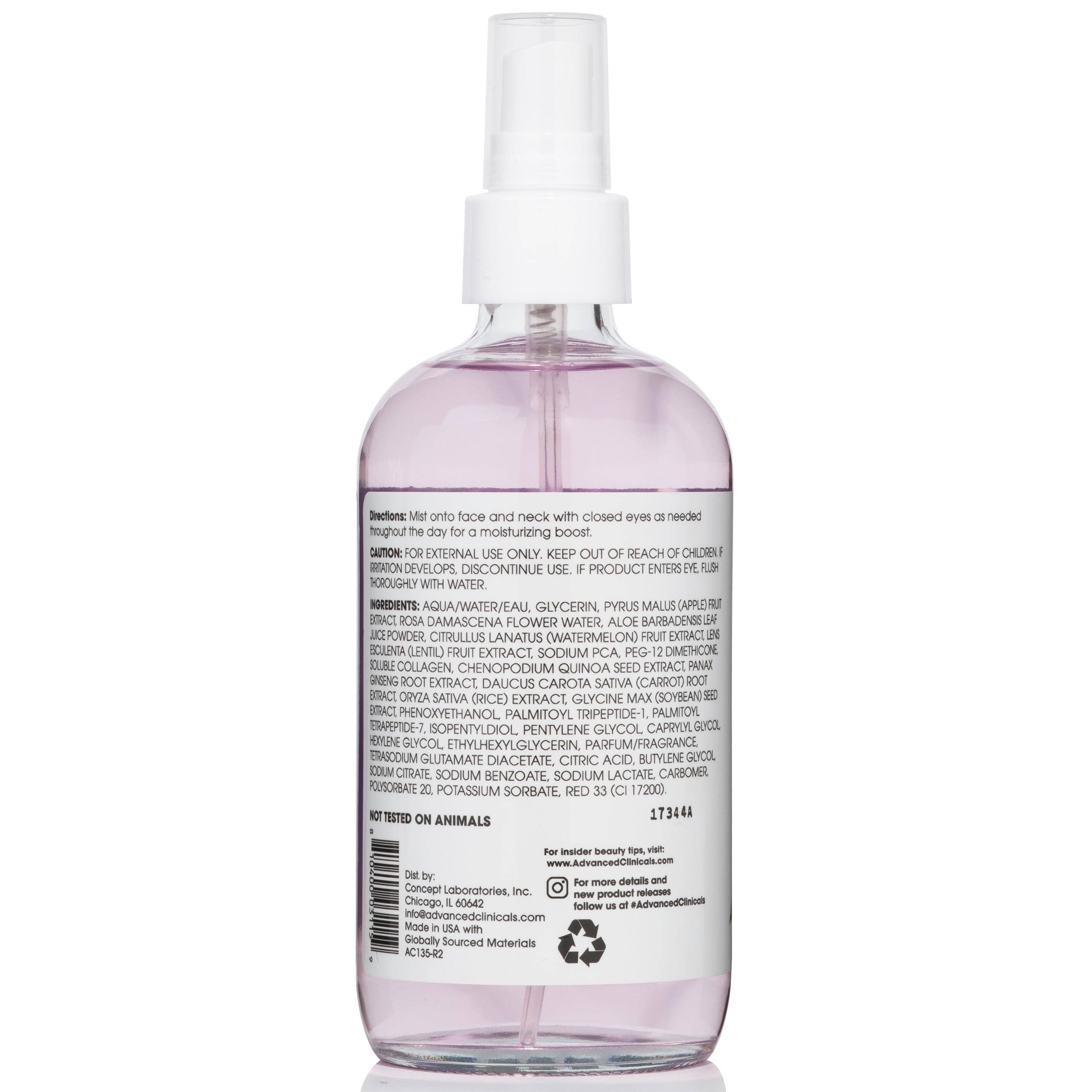 Advanced Clinicals Collagen Rosewater Face Mist – Hydrating Rose Water Facial Spray