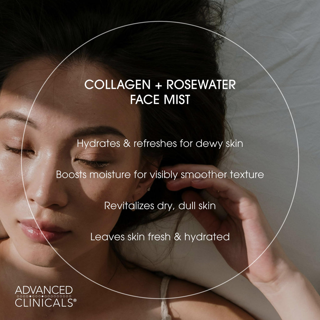 Advanced Clinicals Collagen Rosewater Face Mist – Hydrating Rose Water Facial Spray