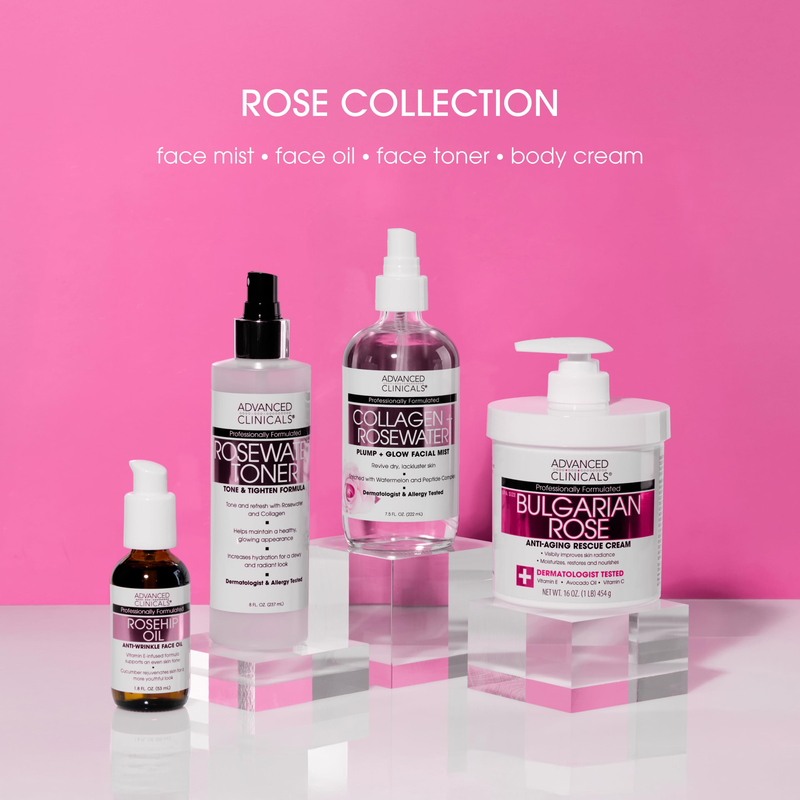 Advanced Clinicals Collagen Rosewater Face Mist – Hydrating Rose Water Facial Spray