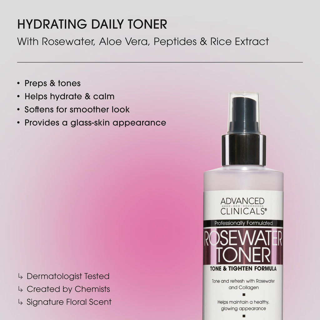Advanced Clinicals Collagen + Rosewater Face Mist Toner – Alcohol-Free & Hydrating