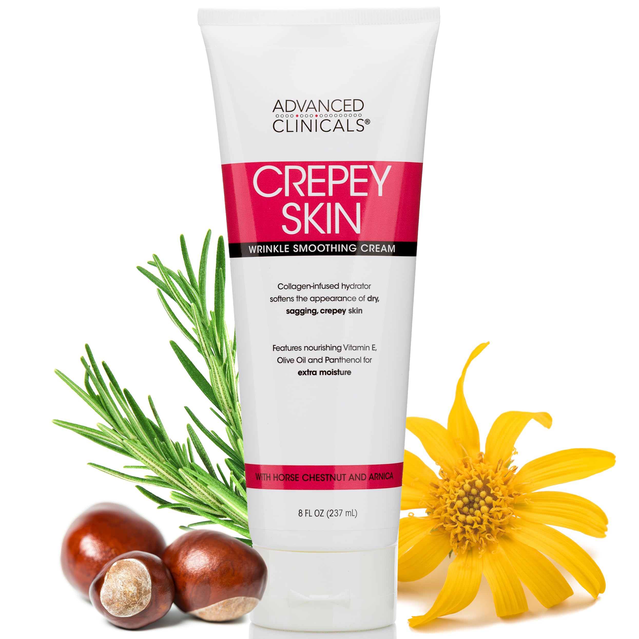 Advanced Clinicals Crepey Skin Treatment Body Lotion — Fragrance-Free Collagen Cream with Vitamin E, Arnica & Horse Chestnut, 8 oz