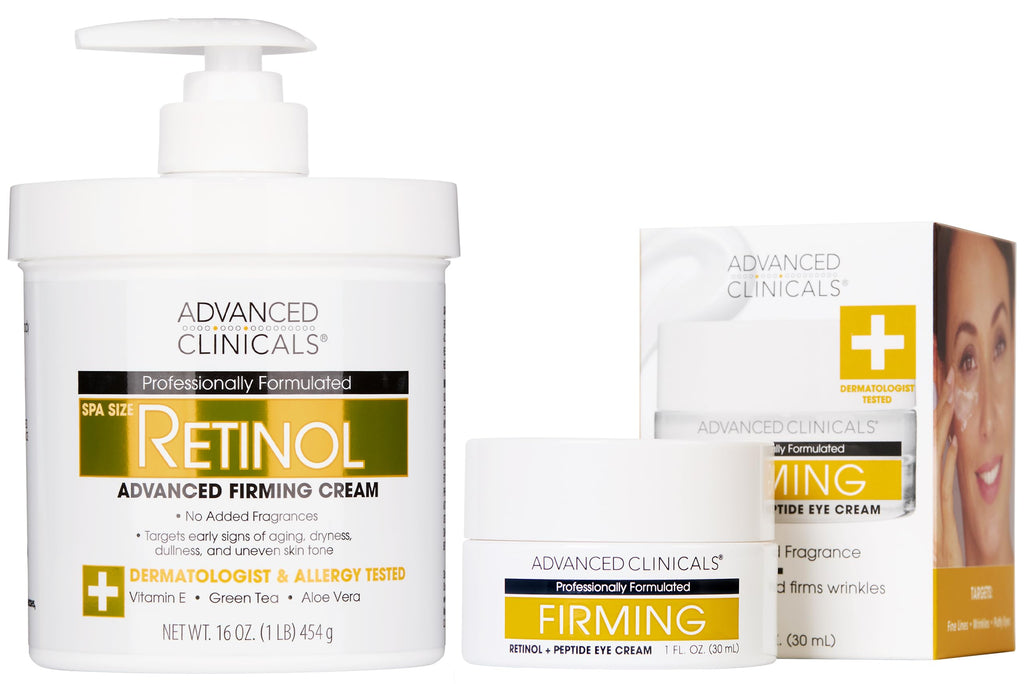 Advanced Clinicals Retinol Eye Cream + Retinol Body Lotion Set – Fragrance Free 2pc