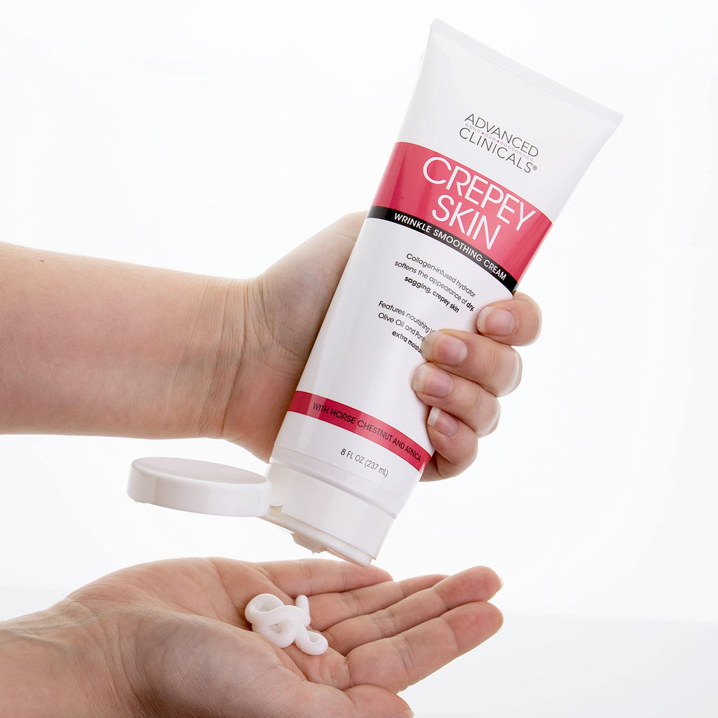Advanced Clinicals Crepey Skin Treatment Body Lotion — Fragrance-Free Collagen Cream with Vitamin E, Arnica & Horse Chestnut, 8 oz