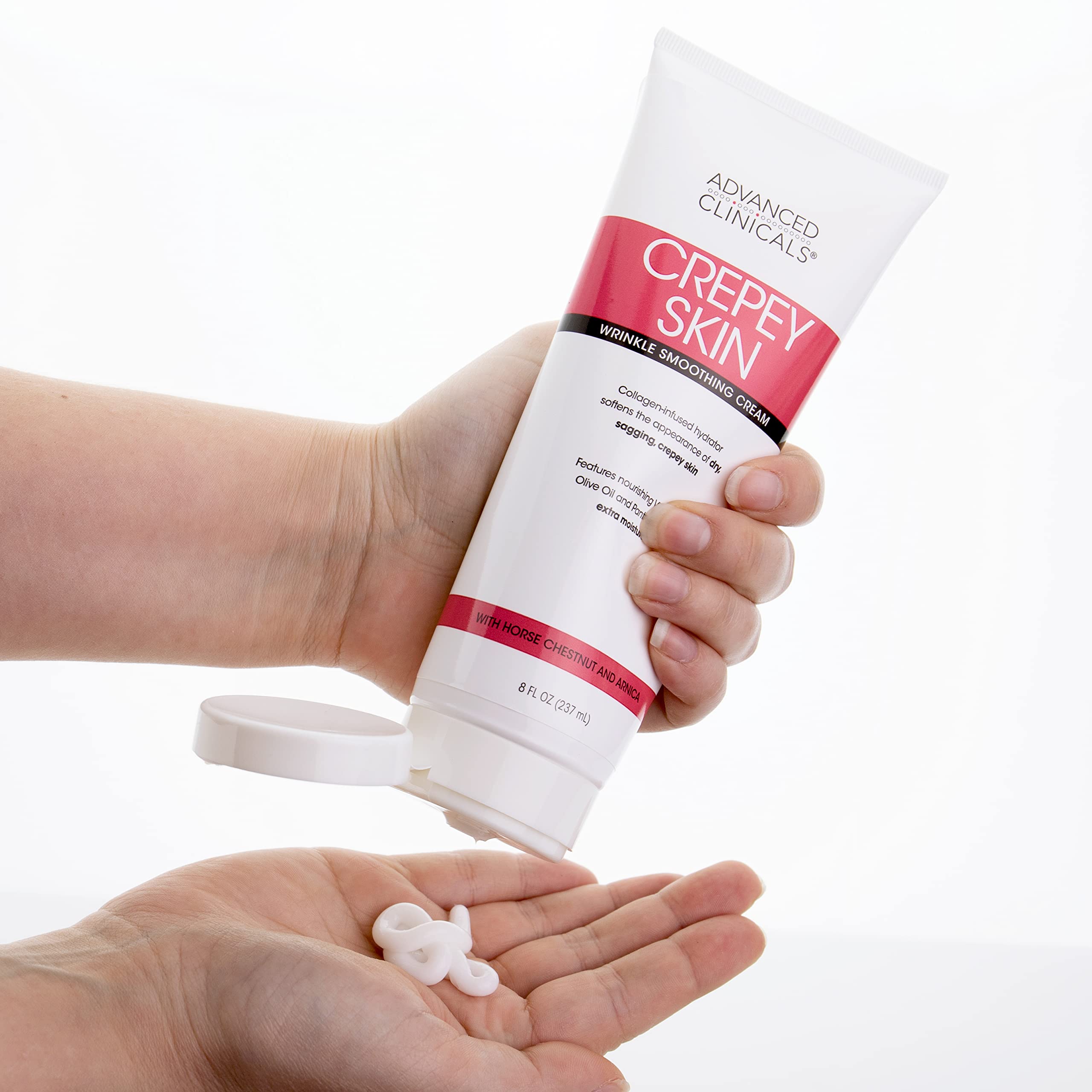 Advanced Clinicals Crepey Skin Treatment Body Lotion — Fragrance-Free Collagen Cream with Vitamin E, Arnica & Horse Chestnut, 8 oz