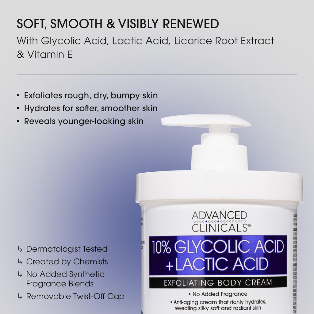 Advanced Clinicals Retinol Body Cream + 10% Glycolic-Lactic Lotion Set