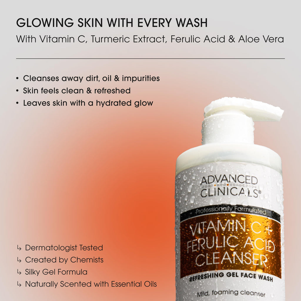 Advanced Clinicals Glow Getter 3-Pack Vitamin C Skin Care Set | Brightening Serum, Cleanser & Eye Cream