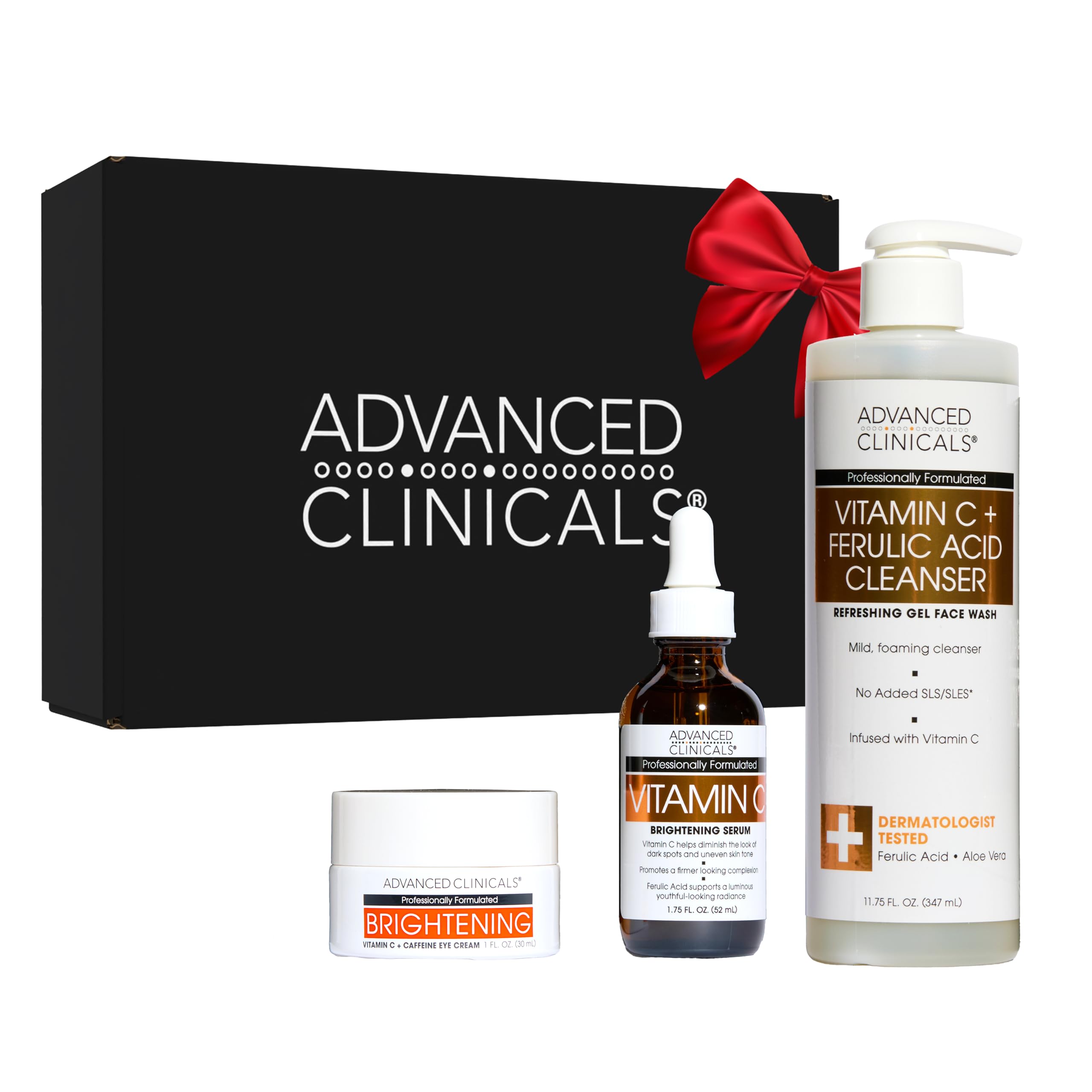 Advanced Clinicals Glow Getter 3-Pack Vitamin C Skin Care Set | Brightening Serum, Cleanser & Eye Cream