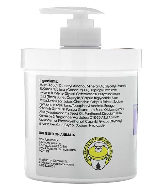 Advanced Clinicals Hyaluronic Acid Moisturizer Set – Serum + Body Cream for Hydration, Plump Skin | 2PC Bundle