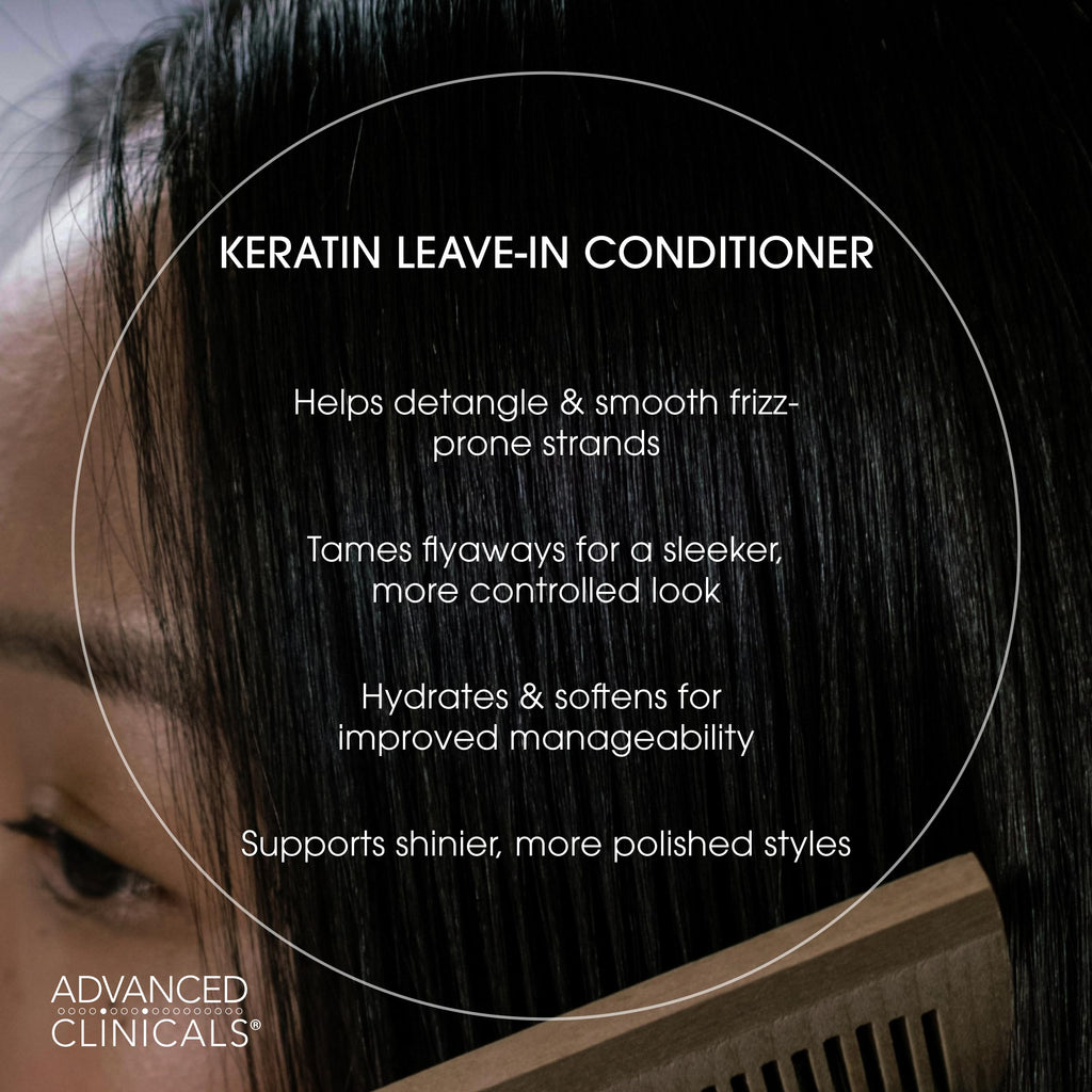 Advanced Clinicals Keratin Detangler Spray – Detangle, Shine & Strengthen Hair (8 oz)