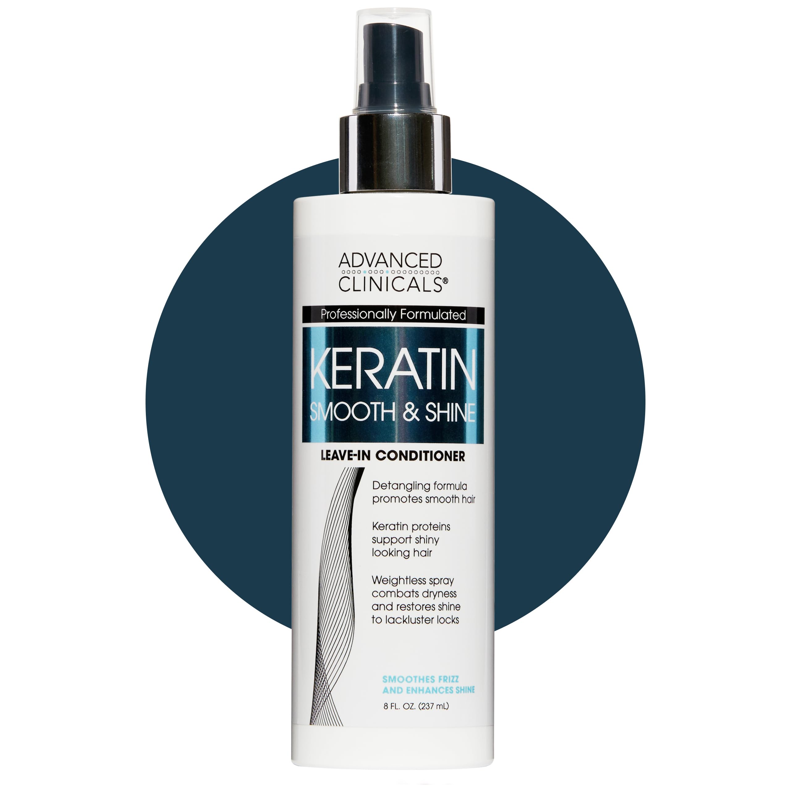 Advanced Clinicals Keratin Detangler Spray – Detangle, Shine & Strengthen Hair (8 oz)