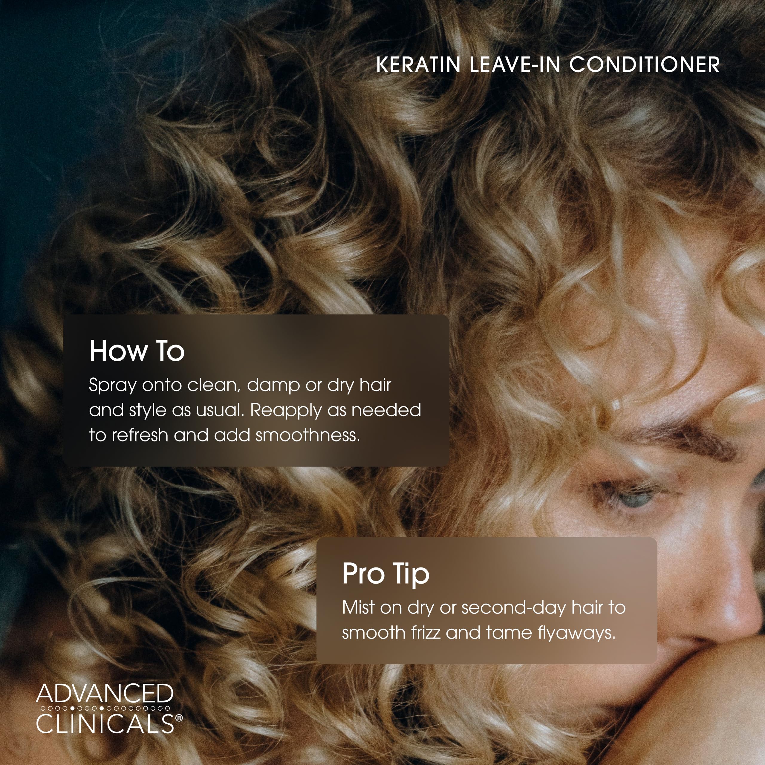 Advanced Clinicals Keratin Detangler Spray – Detangle, Shine & Strengthen Hair (8 oz)