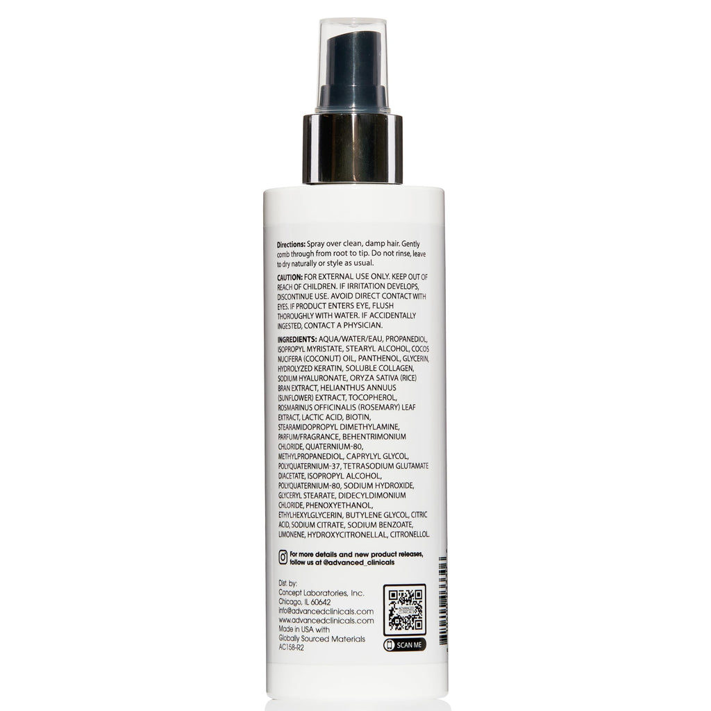 Advanced Clinicals Keratin Detangler Spray – Detangle, Shine & Strengthen Hair (8 oz)