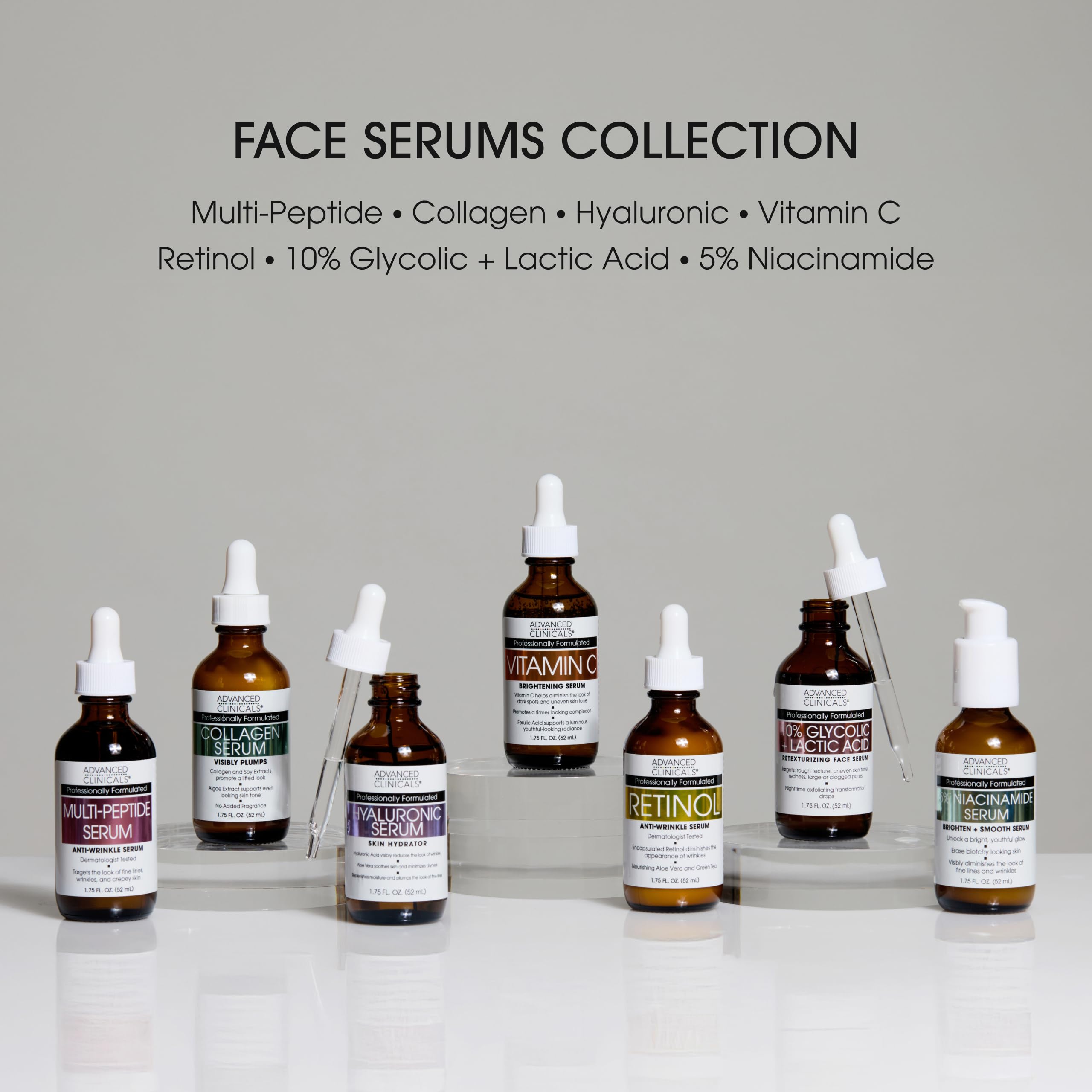 Advanced Clinicals 3pc Retinol, Vitamin C & Hyaluronic Acid Serum Set – Anti-Aging, Brightening & Hydration