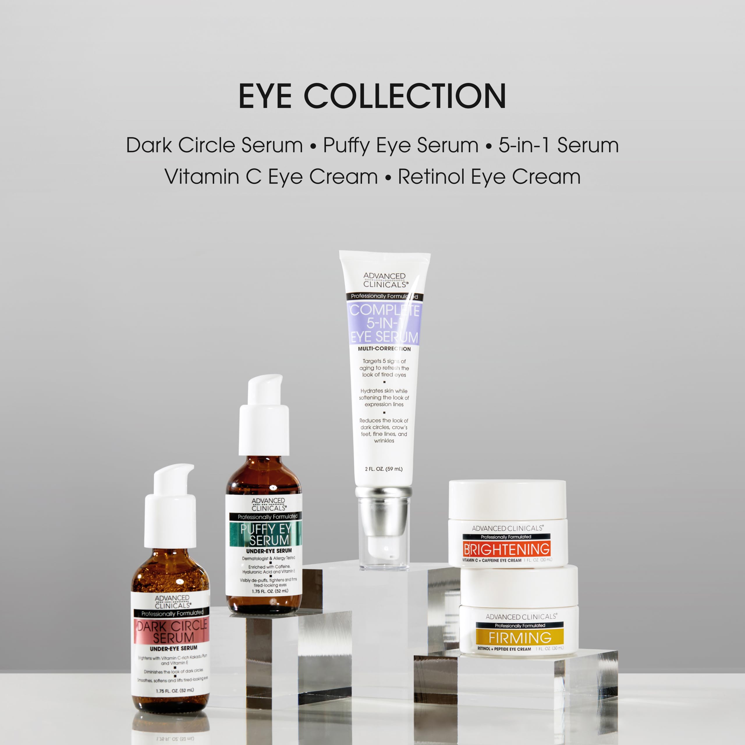 Advanced Clinicals Puffy Eye Serum – Vitamin C + Caffeine, Depuff & Brighten, 2-Pack
