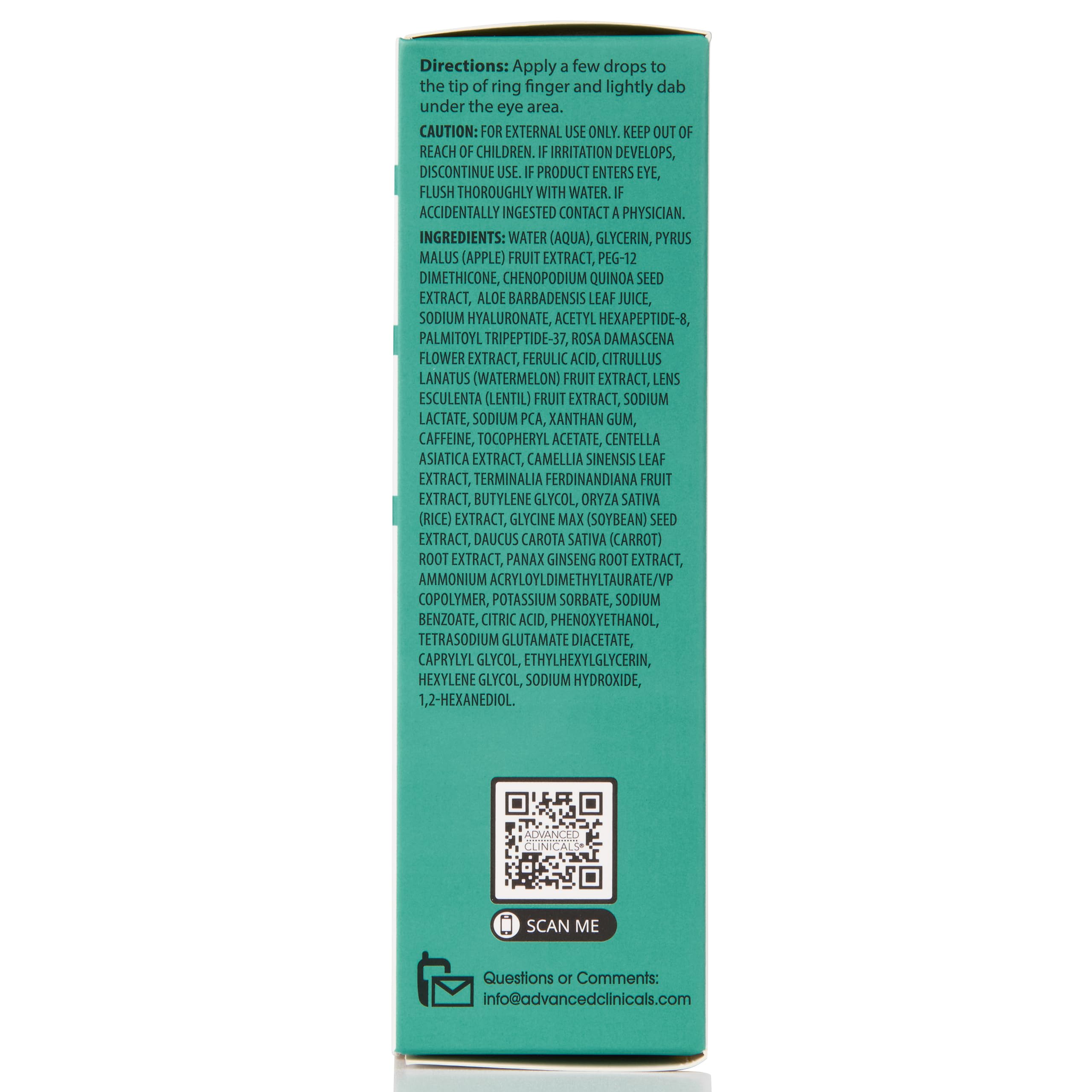 Advanced Clinicals Puffy Eye Serum | Vitamin C + Caffeine for Depuffing, Brightening & Toned-Looking Under-Eyes | 1.75 fl oz