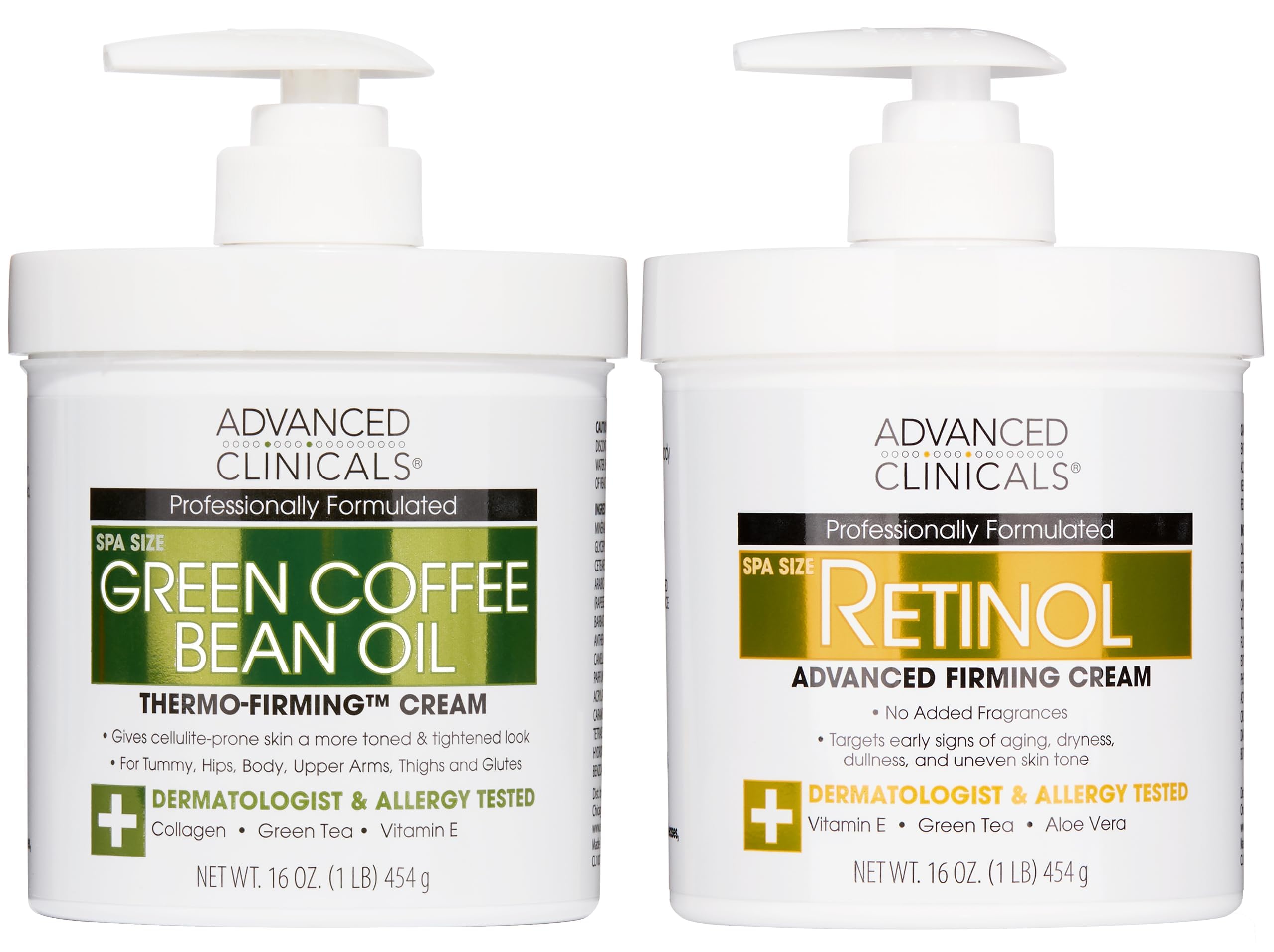 Advanced Clinicals Retinol Body Cream + Green Coffee Bean Oil Thermo – Firming 2pc Set
