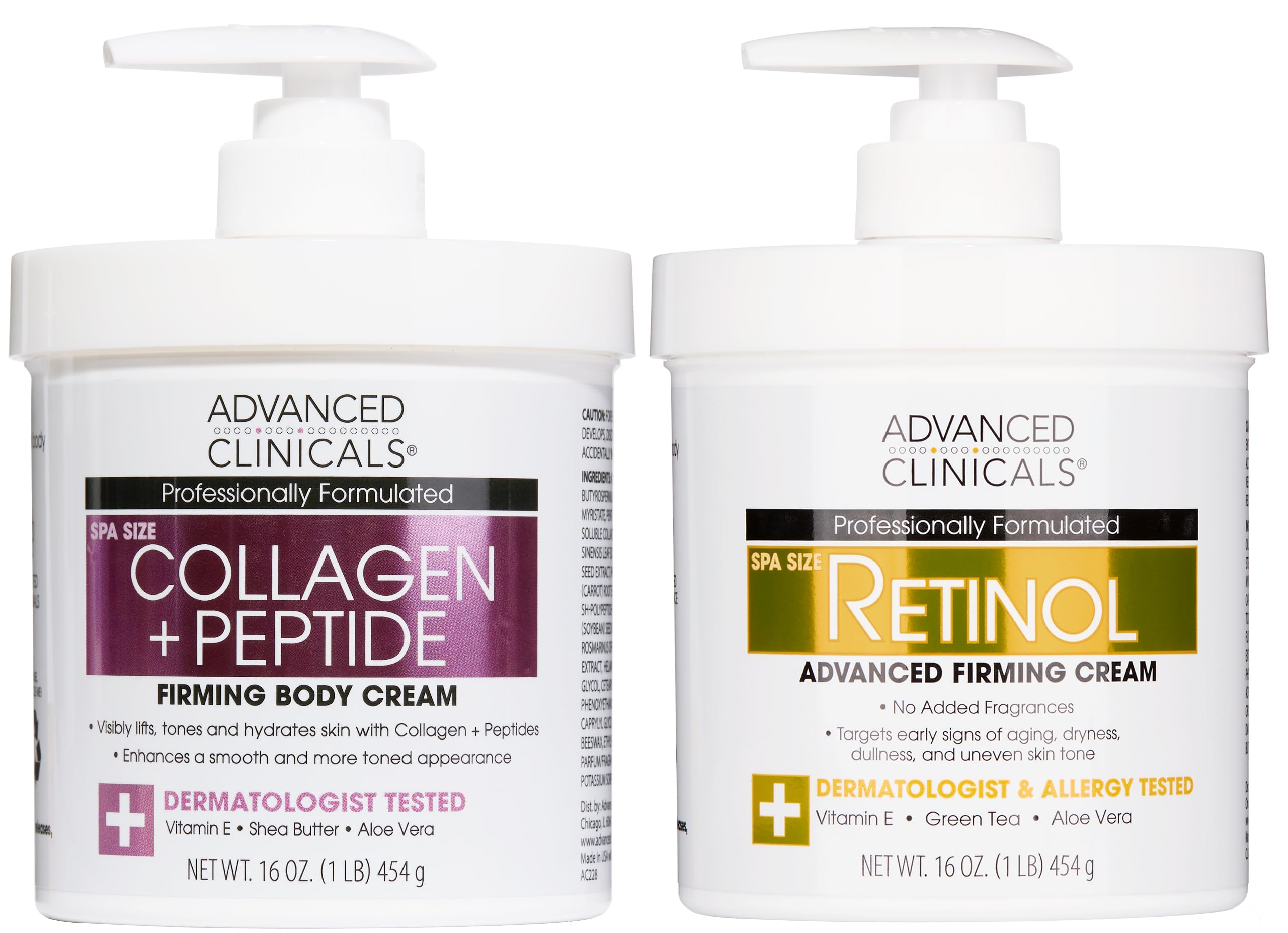 Advanced Clinicals Retinol Cream + Collagen Body Moisturizer 2-PC Set | Dry Skin