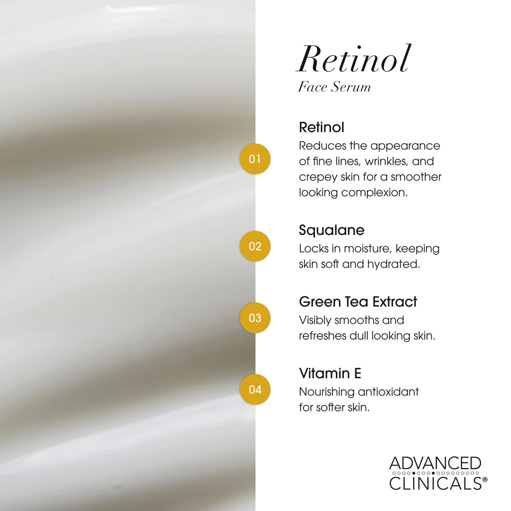 Advanced Clinicals 3pc Retinol, Vitamin C & Hyaluronic Acid Serum Set – Anti-Aging, Brightening & Hydration