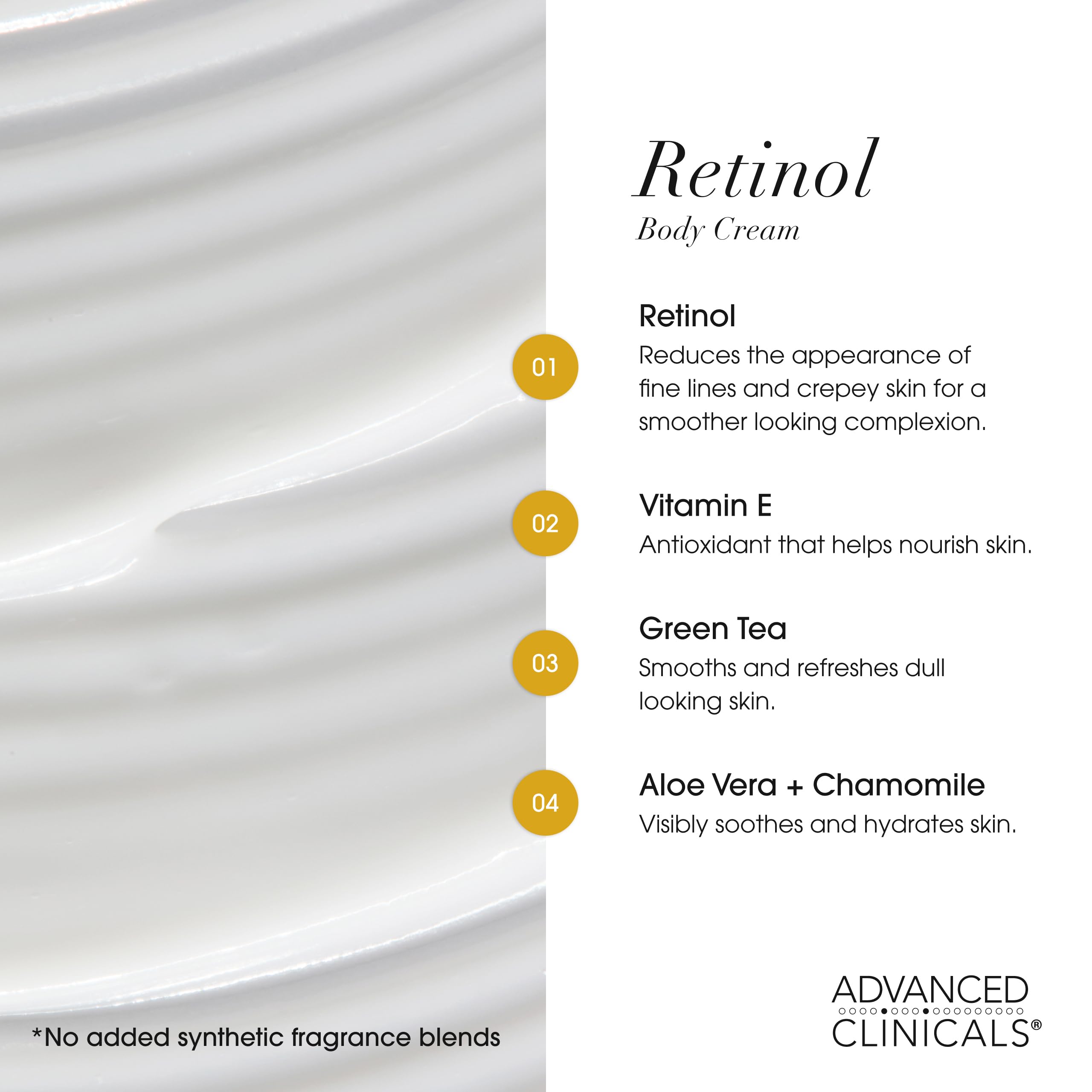 Advanced Clinicals Retinol Body Cream + Vitamin C Body Lotion 2pc Set – Firm, Brighten, Hydrate