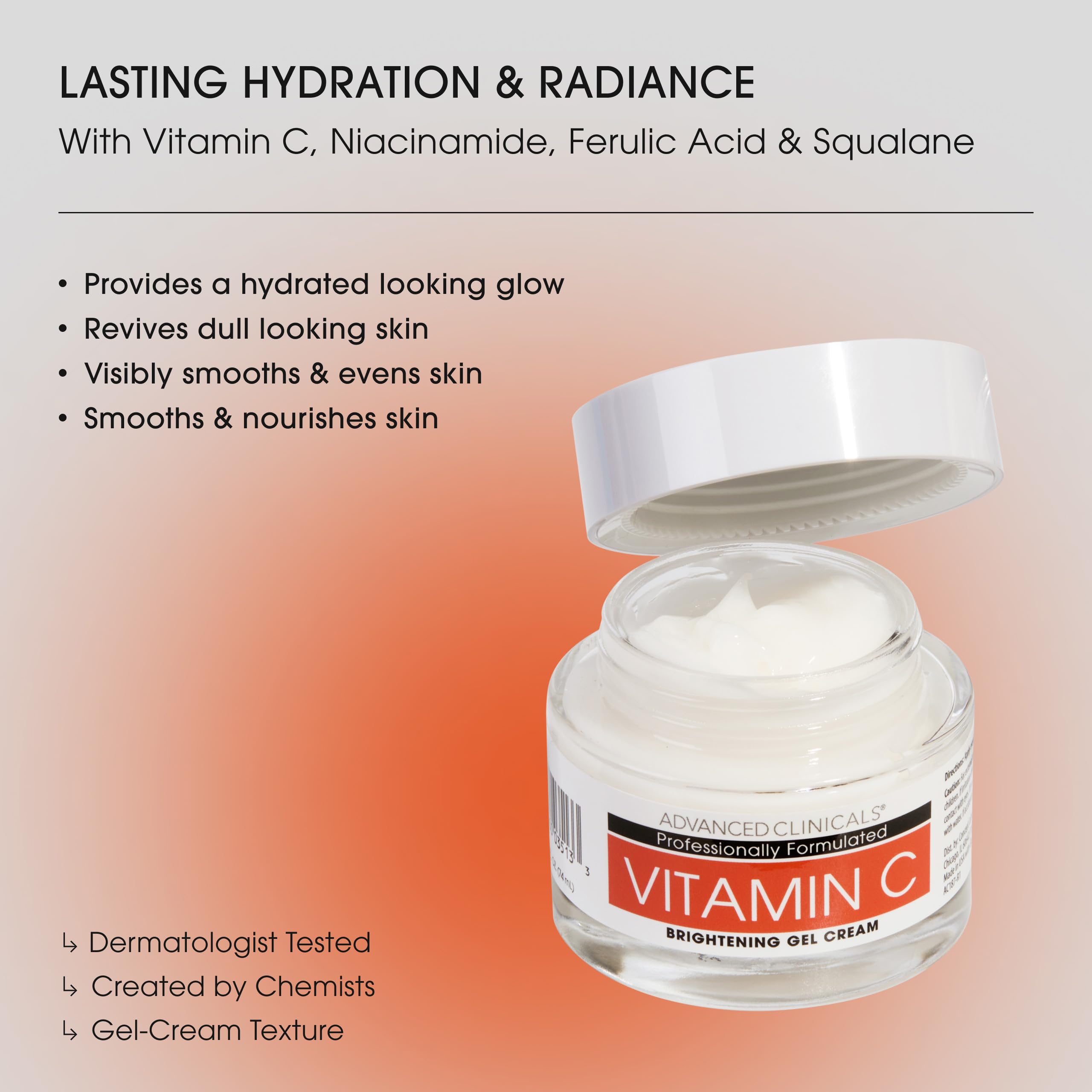 Advanced Clinicals Vitamin C 2pc Set: Brightening Body Cream & Face Gel Cream