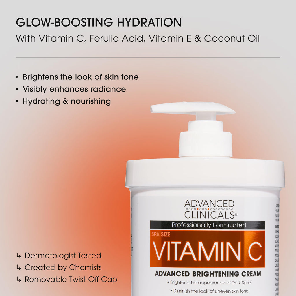 Advanced Clinicals Retinol Body Cream + Vitamin C Body Lotion 2pc Set – Firm, Brighten, Hydrate