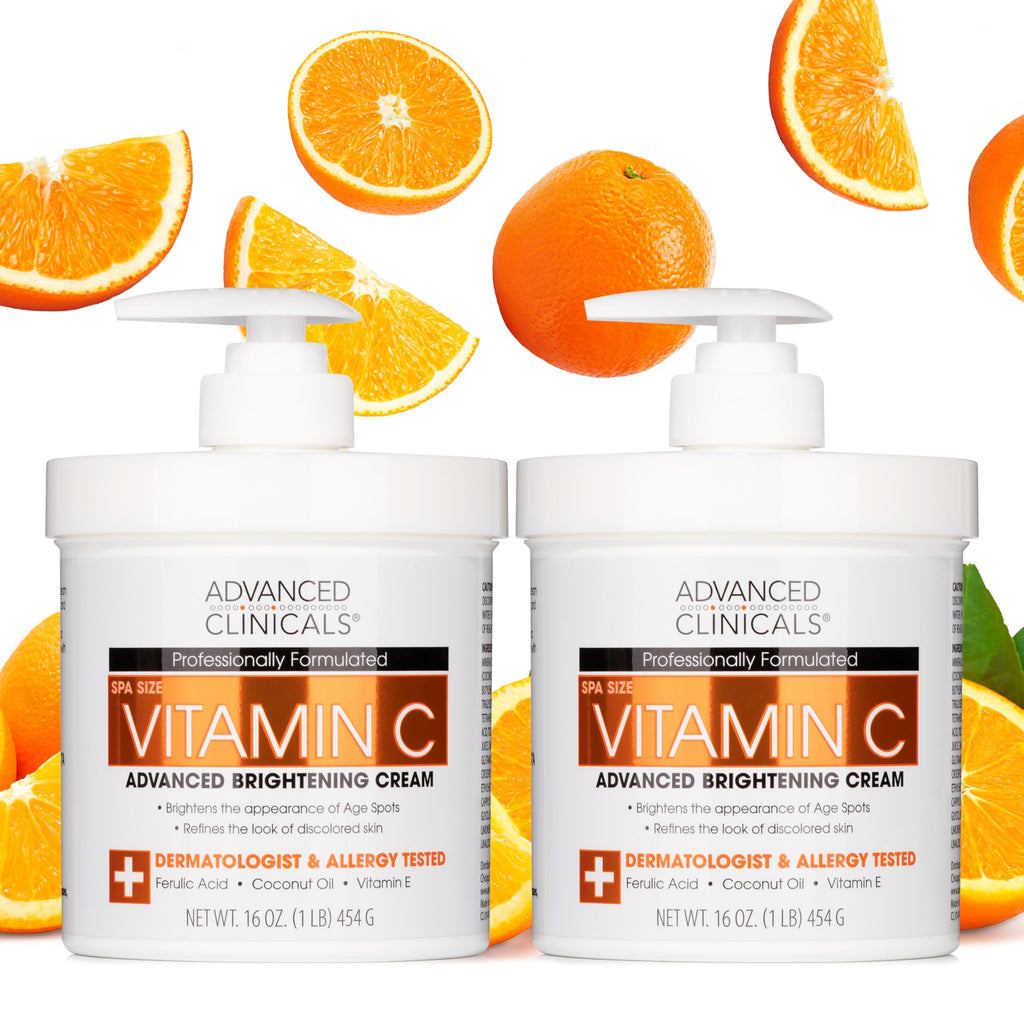 Advanced Clinicals Vitamin C Cream Body Lotion | Visibly Brightening Moisturizer, 2-Pack