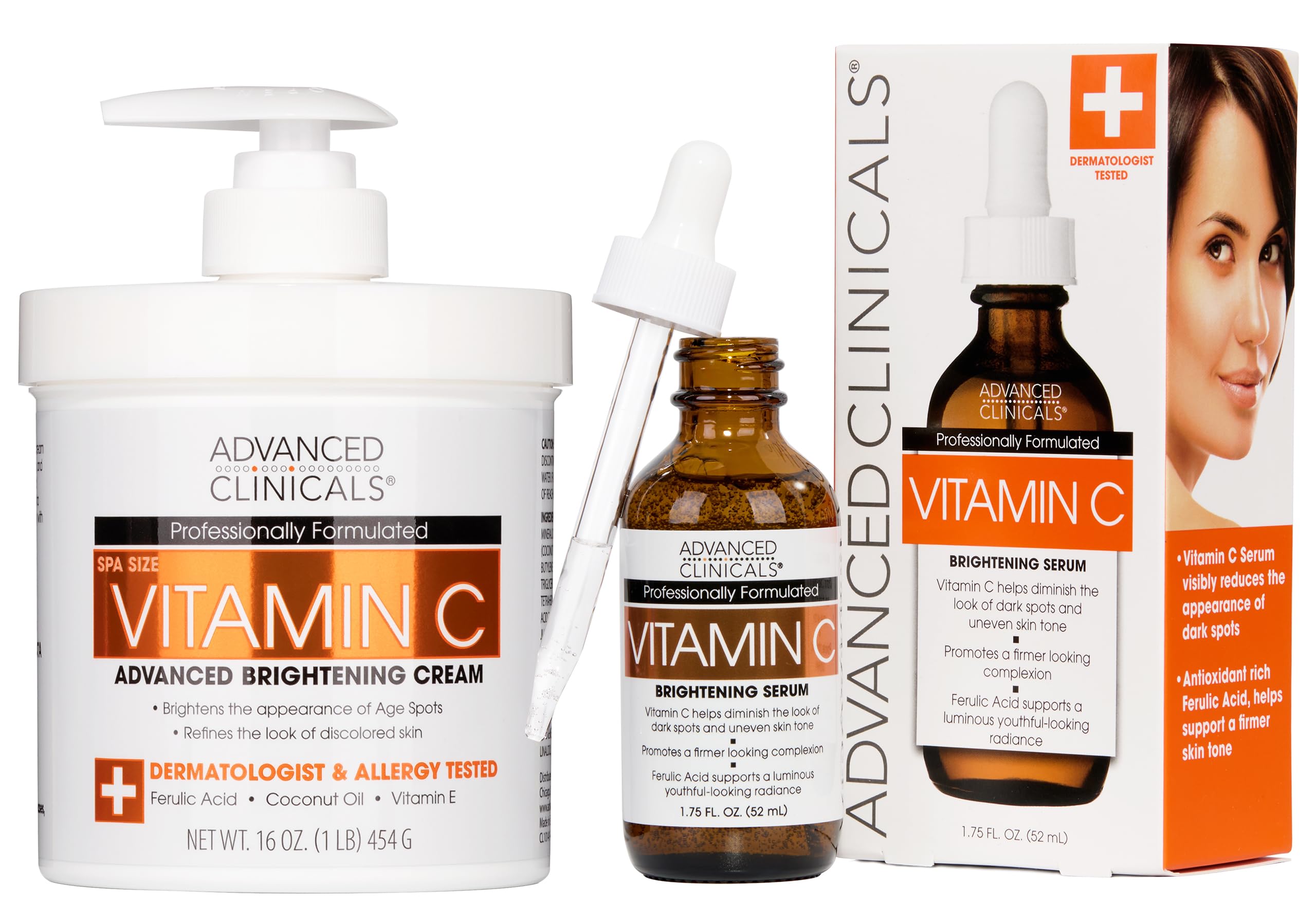 Advanced Clinicals Vitamin C Cream + Serum 2PC Set – Brightening Body & Face