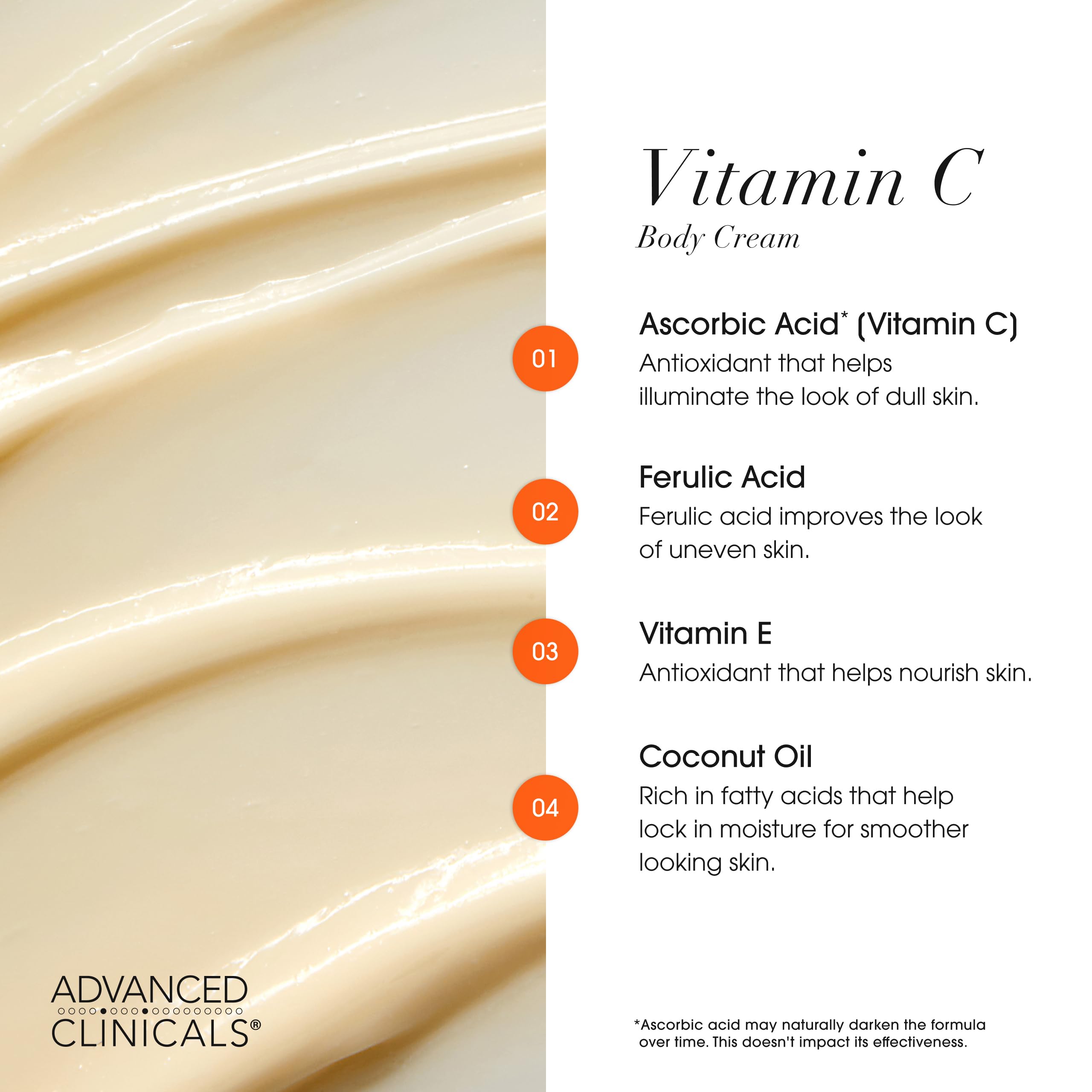 Advanced Clinicals Vitamin C 2pc Set: Brightening Body Cream & Face Gel Cream