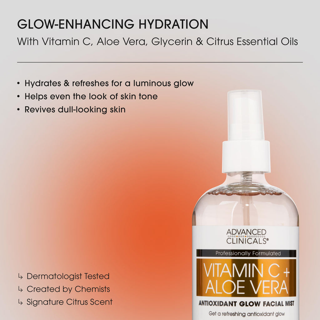 Advanced Clinicals Vitamin C Toner with Ferulic Acid & Rosewater – Antioxidant Facial Mist