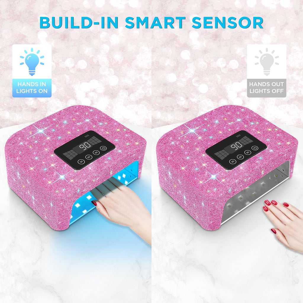 Aedavey Cordless UV Nail Lamp – Rechargeable, 4 Timer Modes, Sparkling Rhinestones