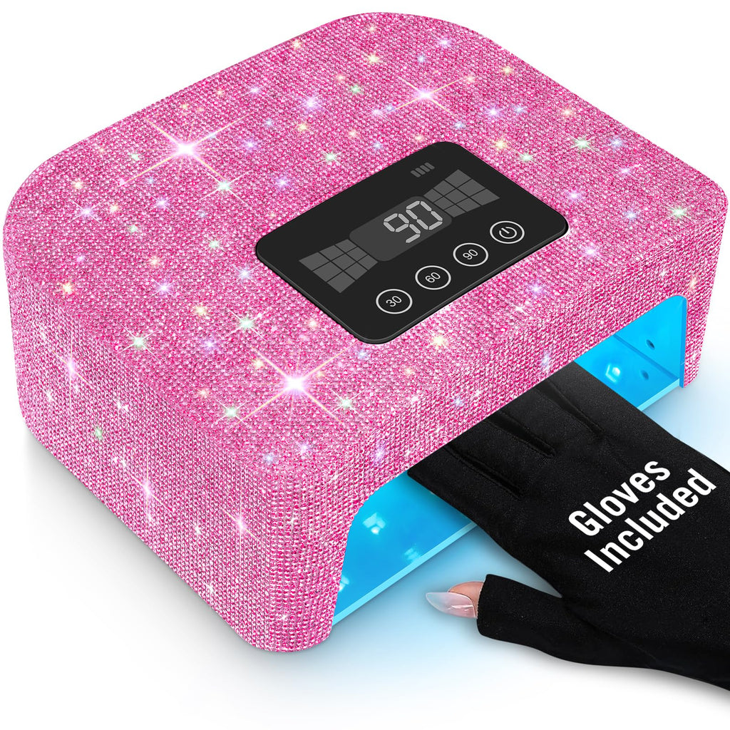 Aedavey Cordless UV Nail Lamp – Rechargeable, 4 Timer Modes, Sparkling Rhinestones