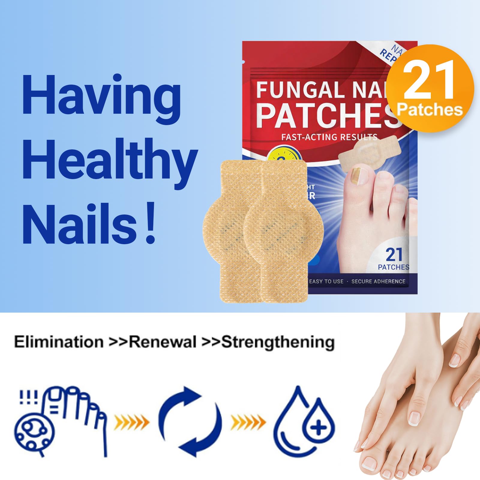 Aedydyce Toenail Fungus Treatment Extra Strength – 42 Patches (Two Packs of 21)