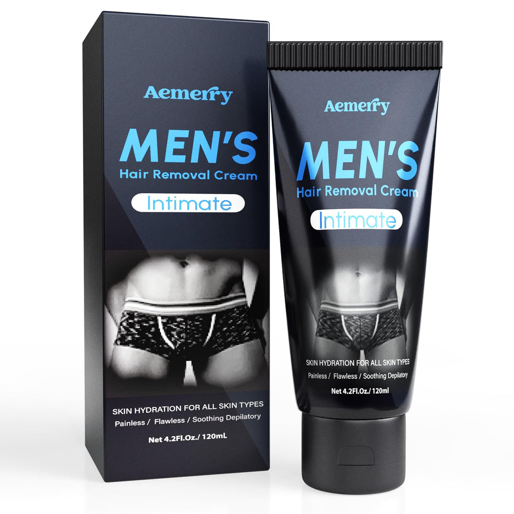 Aemerry Hair Removal Cream for Men — Painless Manscaping, Aloe Vera & Vitamin E | 4.2 oz