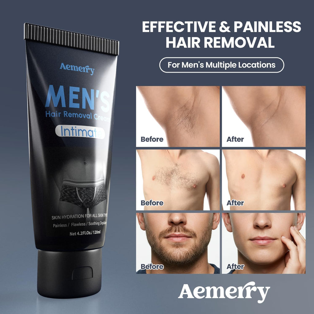 Aemerry Intimate Hair Removal Cream for Men – Painless Depilatory for Arms, Legs, Chest & Bikini