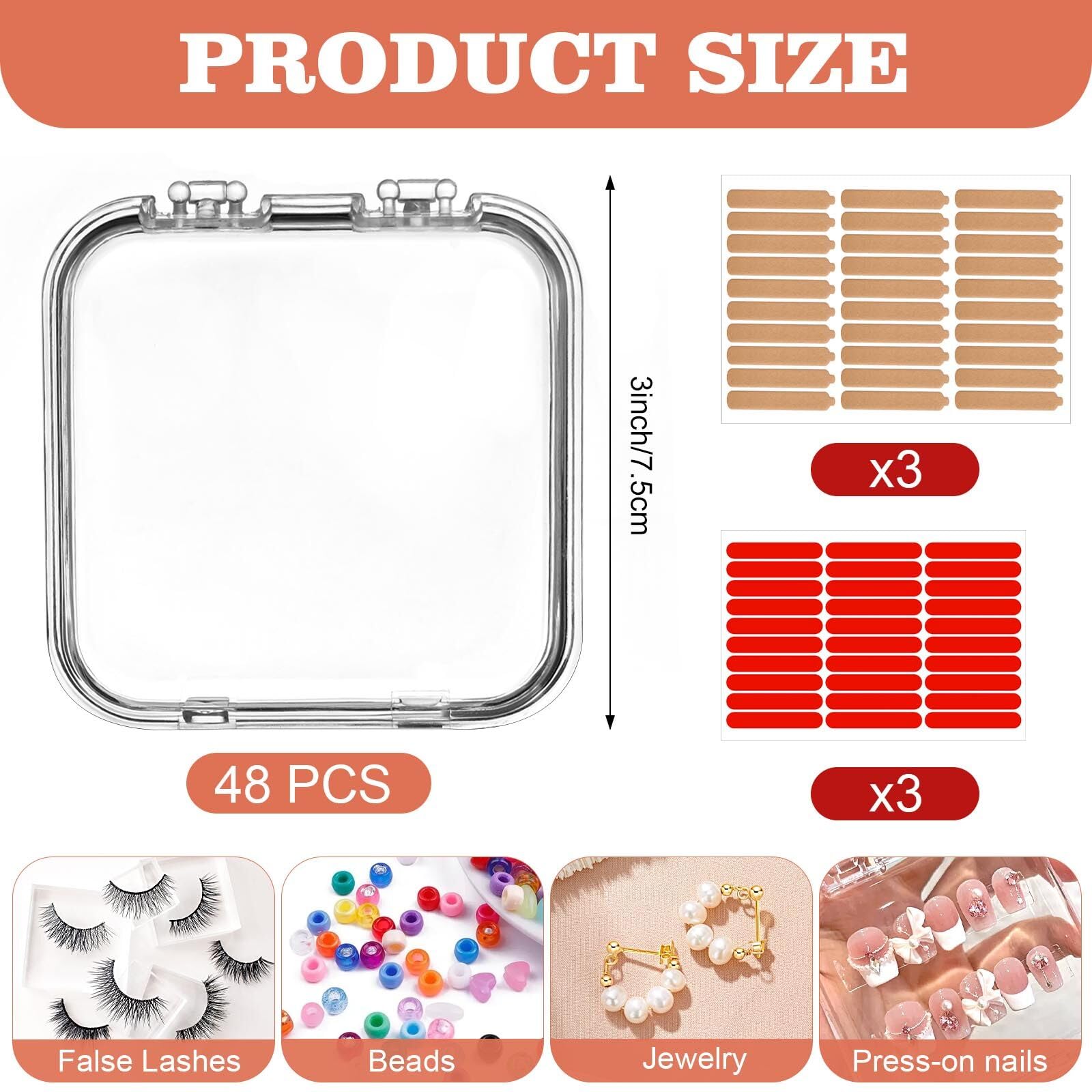 Aemygo 48-Set Press On Nail Storage Box – Clear Acrylic Display Case with Snap Closure