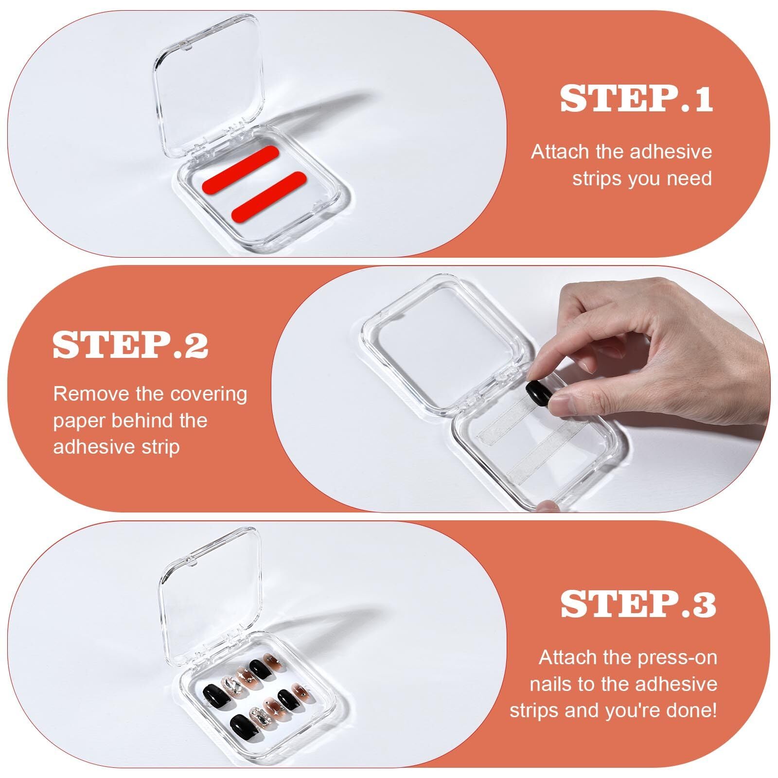 Aemygo 48-Set Press On Nail Storage Box – Clear Acrylic Display Case with Snap Closure