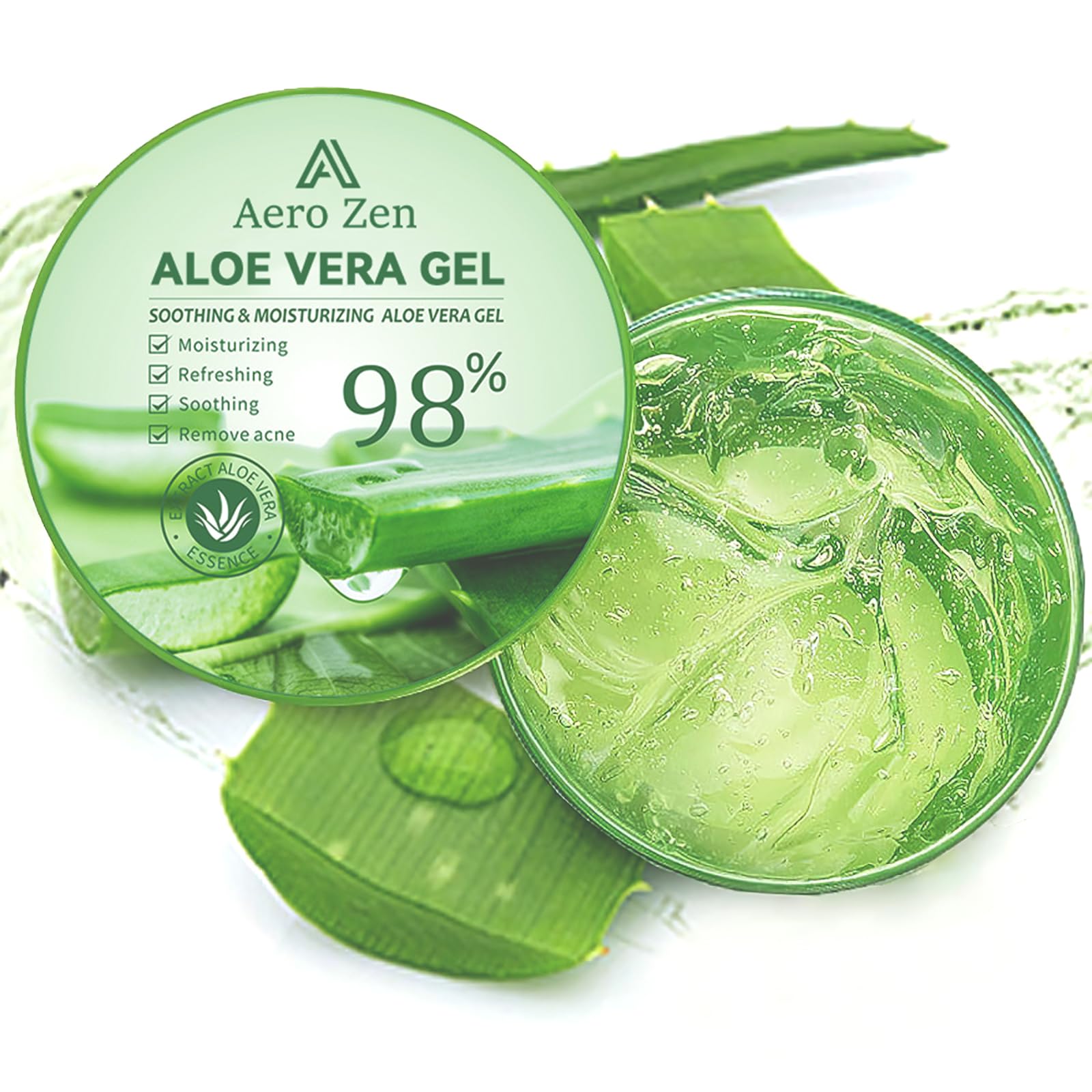 Aero Zen 3-Pack Pure Aloe Vera Gel – 98% Aloe for Face, Body & Hair (30oz)