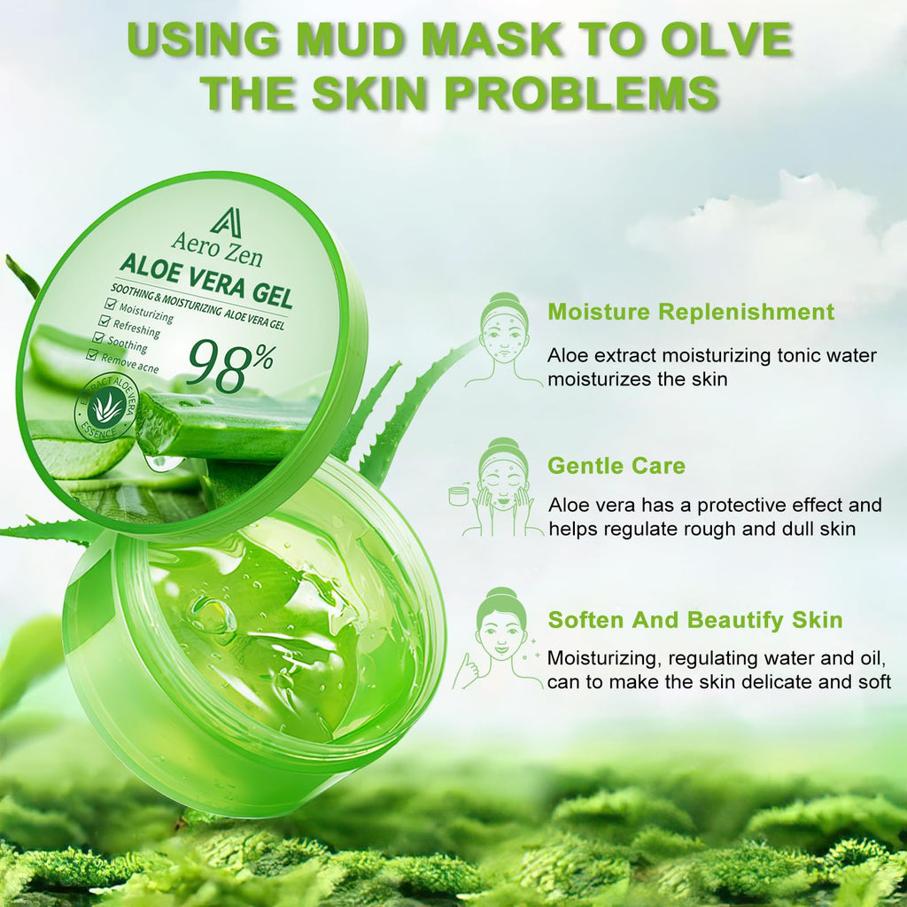 Aero Zen 3-Pack Pure Aloe Vera Gel – 98% Aloe for Face, Body & Hair (30oz)