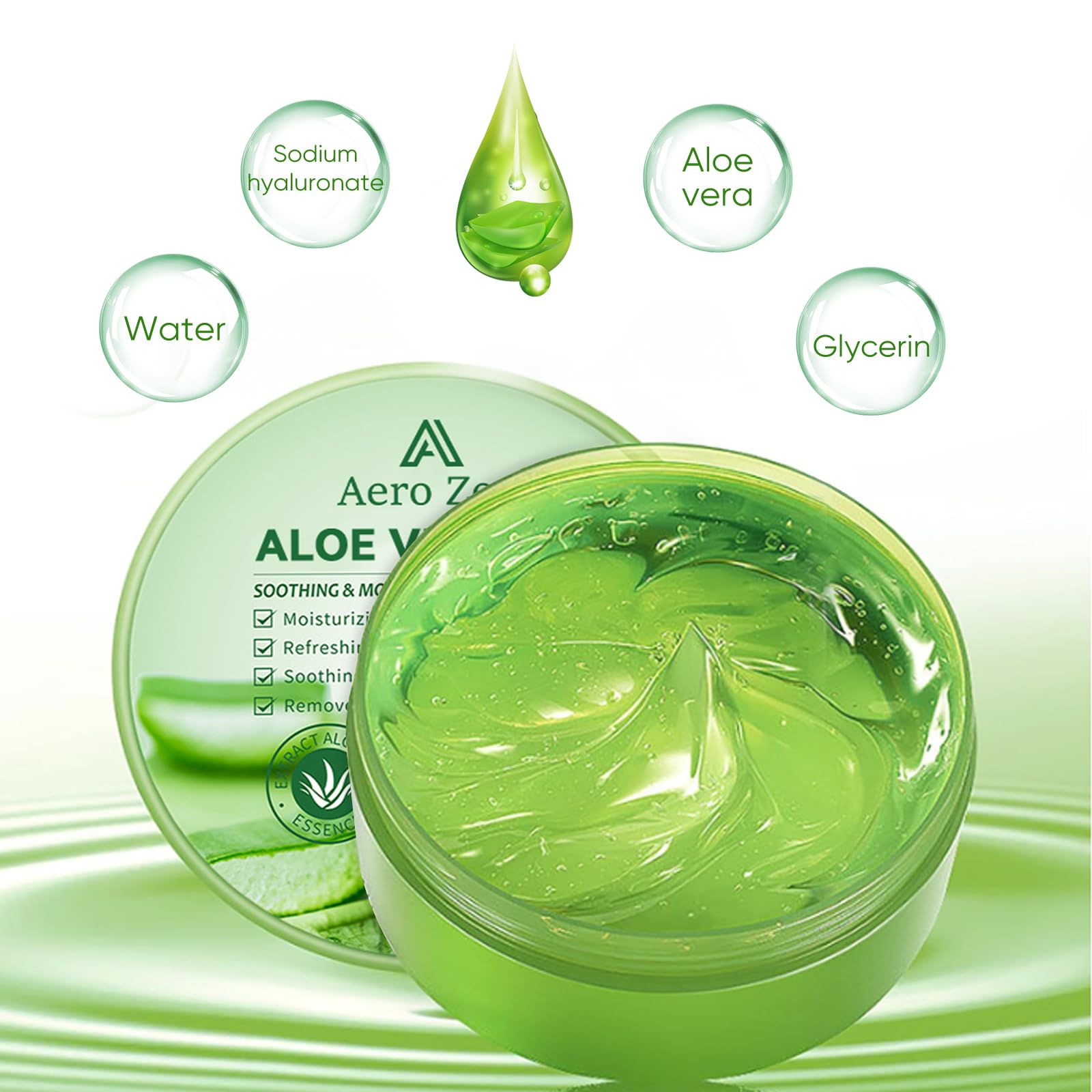 Aero Zen 3-Pack Pure Aloe Vera Gel – 98% Aloe for Face, Body & Hair (30oz)
