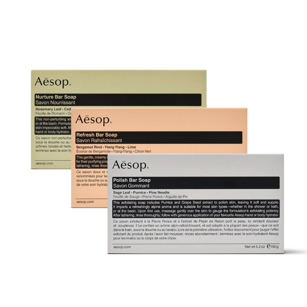 Aesop Bar Soap Trio – Cleanse, Exfoliate & Nourish (5.2 oz x3) | All Skin Types