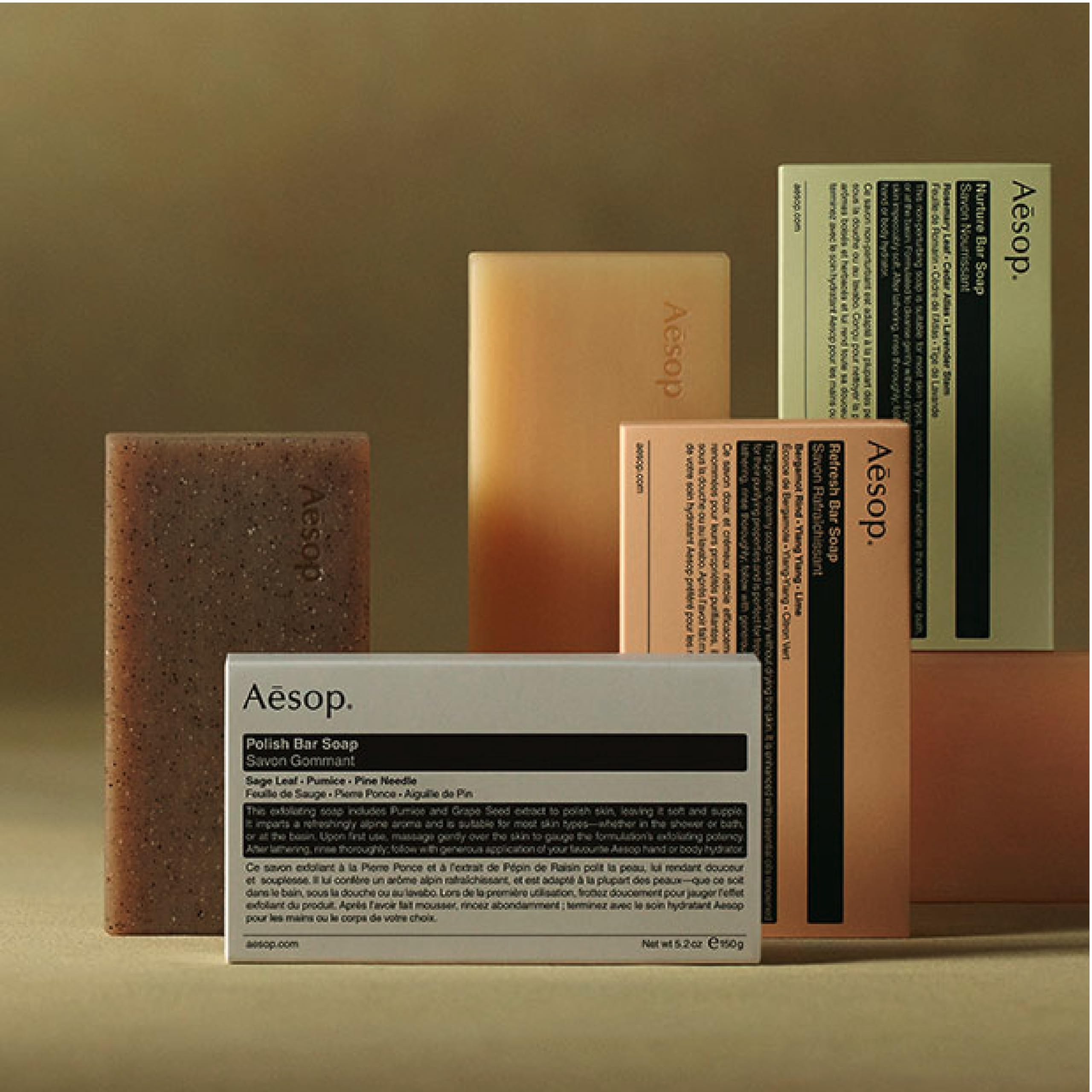 Aesop Bar Soap Trio – Cleanse, Exfoliate & Nourish (5.2 oz x3) | All Skin Types