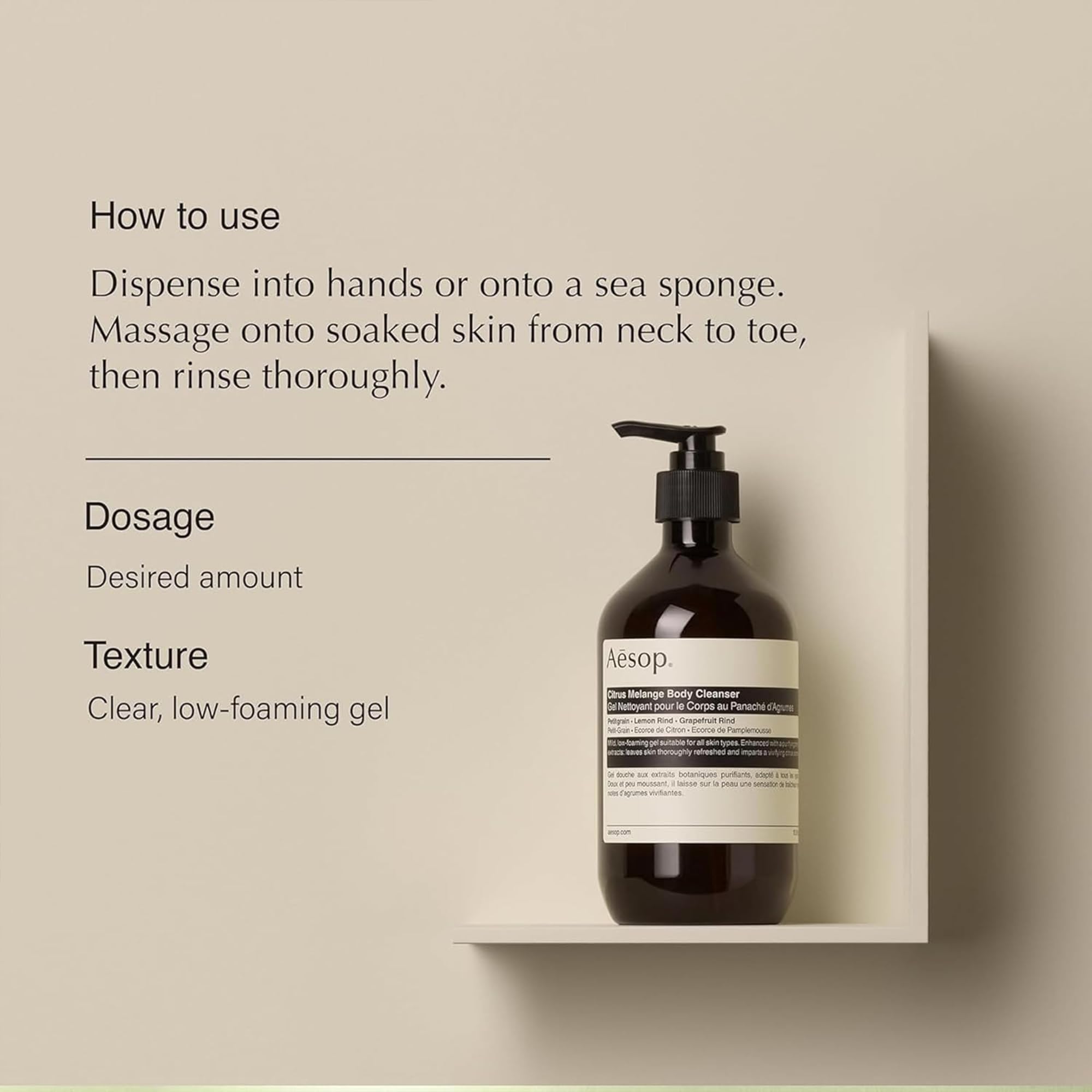 Aesop Citrus Melange Body Cleanser Refill | Gentle Low-Foaming Citrus Gel with Botanical Extracts | 16.9 oz / 500 mL