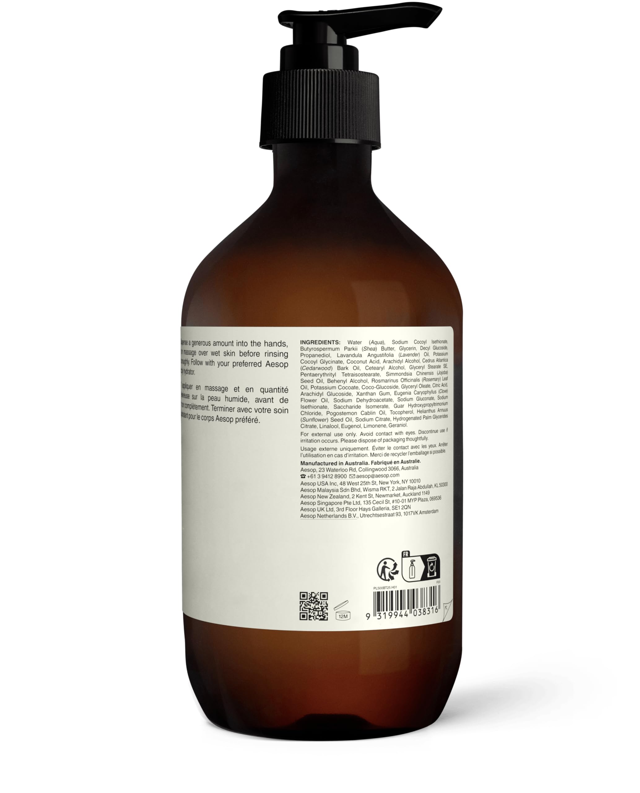 Aesop Eleos Nourishing Body Cleanser | Hydrating Low-Foaming Cream Cleanser 500 mL